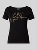 EA7 Emporio Armani T-shirt met labelprint en -stitching Zwart