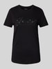 Guess T-shirt van viscose met strass-steentjes Zwart