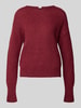 Brax Gebreide pullover met ribboorden, model 'LISA' Bordeaux