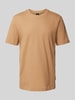 BOSS T-shirt met geribde ronde hals, model 'TIBURT' Beige