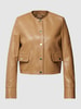 BOSS Black Women Lederjacke mit Knopfleiste Modell 'Samarie' in black Camel