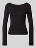 Gina Tricot Shirt met lange mouwen en boothals, model 'Bello' Zwart