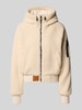Original Bombers Fleecejack met capuchon en labelstitching Beige