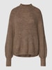 Pieces Gebreide pullover met ronde hals, model 'NATALEE' Middenbruin