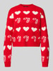 Vero Moda Regular Fit Weihnachtspullover mit Rundhalsausschnitt Modell 'CANDYHEARTS' Rot