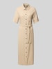 Only Tailliertes Hemdblusenkleid aus Viskose-Leinen-Mix Modell 'CARO' Taupe