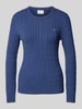 Gant Strickpullover mit Label-Stitching Rauchblau Melange