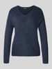 Only Regular Fit Strickpullover mit V-Ausschnitt Modell 'CAMILLA' Rauchblau Melange