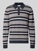Lindbergh Relaxed Fit Poloshirt aus reiner Baumwolle mit Streifenmuster Hellgrau Melange
