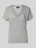 Polo Ralph Lauren T-Shirt mit Label-Stitching und V-Ausschnitt Stein