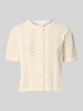 Jake*s Collection Gebreid jack met 1/2-mouwen en knoopsluiting Beige