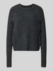 Pieces Regular Fit Strickpullover aus Rippstrick Modell 'ELLEN' Anthrazit Melange