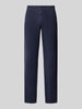 ALBERTO Regular fit linnen broek in effen design, model 'LOU' Marineblauw