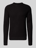 Jack & Jones Gebreide pullover met ribboorden, model 'LIAM' Zwart