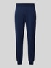 Lacoste Tapered fit sweatpants met labelprint, model 'HERITAGE' Donkerblauw