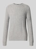 Christian Berg Men Slim Fit Strickpullover aus reinem Kaschmir mit Zopfmuster Mittelgrau Melange