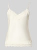 REVIEW Regular Fit Top aus Satin mit Spitzenbesatz Offwhite