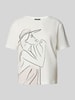 comma T-Shirt mit Motiv-Print Weiss