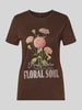 ONLY Regular Fit T-Shirt aus reiner Baumwolle 'ONLLUCY' Mittelbraun Mel