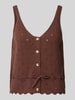 PIECES regular fit tanktop van puur katoen model 'PUKA' Donkerbruin
