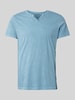 Blend T-Shirt mit Serafino-Ausschnitt Hellblau