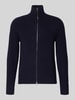 Forét Regular fit gebreid jack van zuivere wol Marineblauw