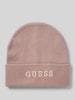 Guess Czapka beanie z wyhaftowanym logo Różowawy