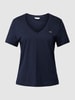 Gant T-Shirt mit geripptem V-Ausschnitt Marine