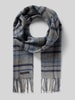 bugatti sjaal met franjes en labeldetail Marineblauw
