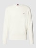 Tommy Hilfiger Strickpullover mit Label-Stitching Offwhite