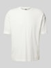 Drykorn T-shirt met geribde ronde hals, model 'NOLIEN' Offwhite