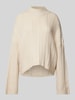 ICHI Strickpullover mit Zopfmuster Modell 'MYLLE' Offwhite