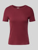 Jake*s Casual T-Shirt mit geripptem Rundhalsausschnitt Dunkelrot