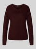 Only Regular Fit Strickpullover mit V-Ausschnitt Modell 'CAMILLA' Bordeaux