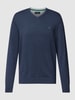 Christian Berg Men Sweatshirt mit V-Ausschnitt Metallic Blau meliert