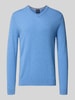 Christian Berg Men Sweter z kaszmiru z dekoltem w serek Jasnoniebieski melanż