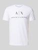 ARMANI EXCHANGE Slim fit T-shirt van puur katoen met logoprint Wit