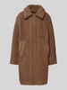 OPUS Mantel aus Teddyfell mit Eingrifftaschen Modell 'Heddy' Schoko