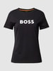 BOSS Orange Regular fit T-shirt met labelprint en korte mouwen Zwart