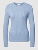 Gant Strickpullover mit Zopfmuster Rauchblau