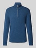 Marc O'Polo Regular Fit Troyer aus gesprenkeltem Tweedgarn Blau