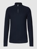 Esprit Collection Strickpullover mit kurzem Reißverschluss Marineblau