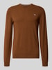 Gant Strickpullover aus reiner Lammwolle mit gerippten Abschlüssen Schoko