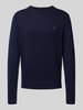 CK Calvin Klein Sweter z dzianiny z wyhaftowanym logo model ‘PIMA’ Granatowy