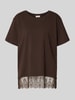 FREE/QUENT T-Shirt mit Spitze Modell 'SURE' Dunkelbraun