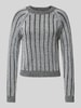 Vero Moda Regular Fit Strickpullover mit Effektgarn-Ripp-Struktur Modell 'VANJA' Metallic Black