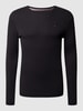 Tommy Jeans Slim Fit Longsleeve mit Rippenstruktur Black