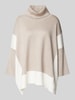 s.Oliver BLACK LABEL Oversized Pullover-Poncho aus Viskose-Mix mit Color-Blocking Cognac