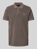 JOOP! Jeans Regular fit poloshirt met labelstitching, model 'Ambrosio' Donkerbruin