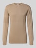 Lindbergh Gebreide pullover met ribboorden Zand